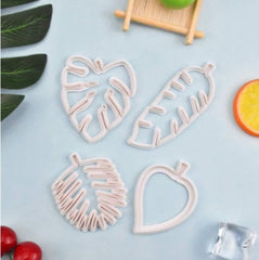 Hawaiian Palm Leaves Fondant Cutters Set (Set of 4, White)