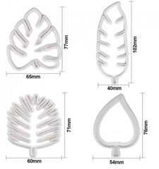 Hawaiian Palm Leaves Fondant Cutters Set (Set of 4, White)