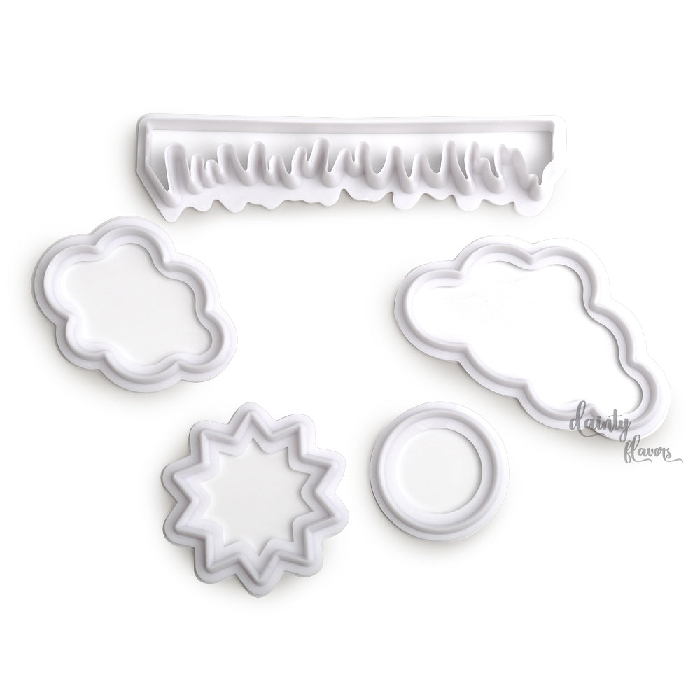 Set of 5 Plastic Fondant Cloud Cutters