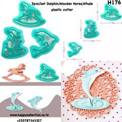 Dolphin & Rocking Horse Fondant Cutter 3Pcs Set